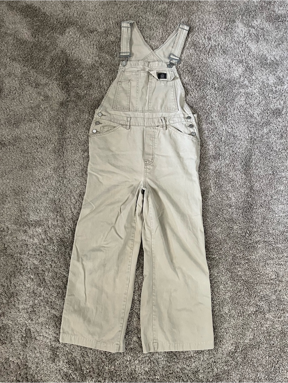 Vintage Calvin Klein Y2K Overalls Womens Small Khaki Beige Denim Cotton Overalls
